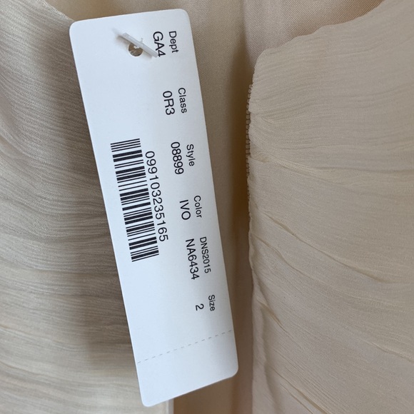 NWT JCrew Ivory Silk Crepe Draped Gown with Pink Ribbon in Canvas Bag - Picture 10 of 10
